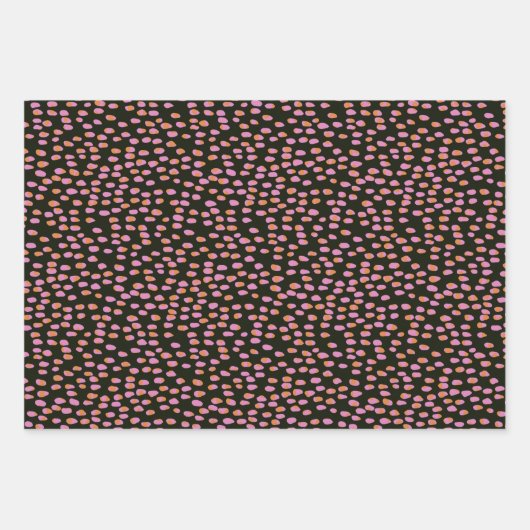 Abstract zwart roze dot patroon inpakpapier vel (Voorkant 3)