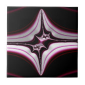 Abstract zwart-roze fractaalsymbool tegeltje (Voorkant)