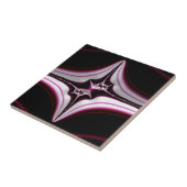 Abstract zwart-roze fractaalsymbool tegeltje (Zijkant)