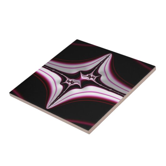 Abstract zwart-roze fractaalsymbool tegeltje (Zijkant)
