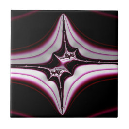 Abstract zwart roze stekelige fractal symmetrie tegeltje