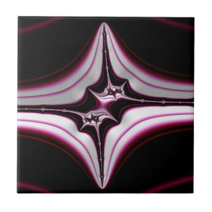 Abstract zwart roze stekelige fractal symmetrie tegeltje