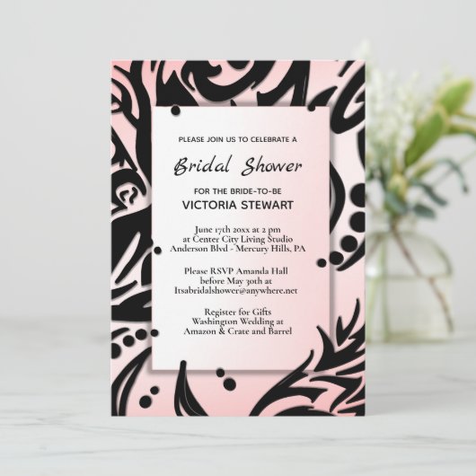 Abstract zwart-roze tribaal Vrijgezellenfeest Kaart (Staand voorkant)