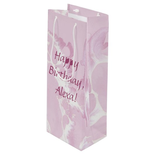 abstract zwart roze verfpatroon wijn cadeautas (Voorkant Gekanteld)