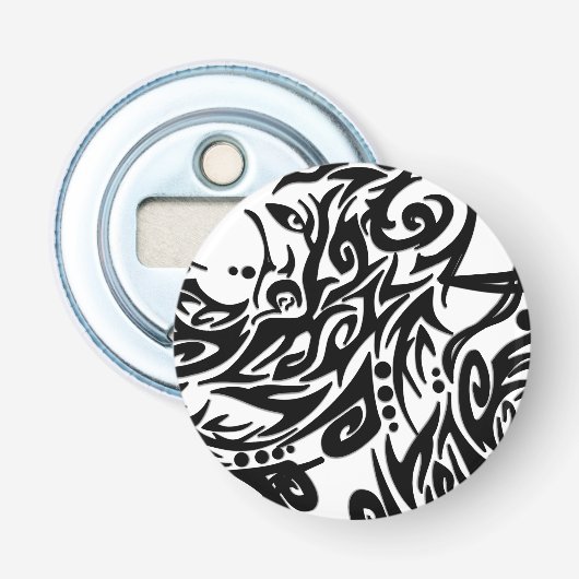 Abstract Zwart Tribal Button Flesopener (Voorkant)