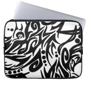 Abstract Zwart Tribal Laptop Sleeve