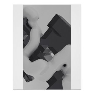 Abstract zwart-wit 3D organisch geometrische kunst Perfect Poster