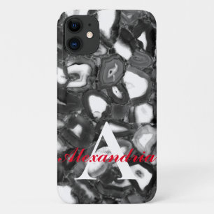 Abstract Zwart Wit Agaat geode monogram Case-Mate iPhone Case