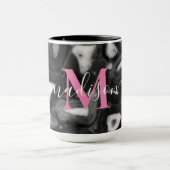 Abstract Zwart Wit Agaat geode monogram script Mok (Midden)