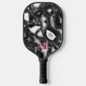 Abstract Zwart Wit Agaat geode monogram script Pickleball Paddle (Voorkant)