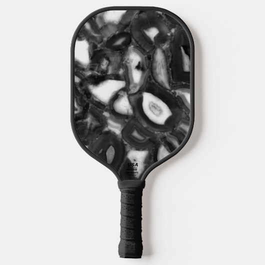 Abstract Zwart Wit Agaat geode monogram script Pickleball Paddle (Achterkant)