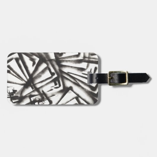 Abstract zwart-wit bagagelabel (Voorkant horizontaal)