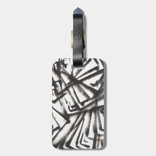 Abstract zwart-wit bagagelabel (Achterkant verticaal)