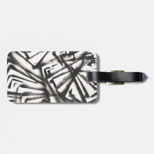 Abstract zwart-wit bagagelabel (Achterkant horizontaal)
