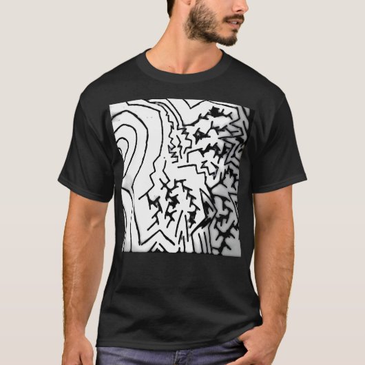 Abstract zwart/wit "bliksem" T-shirt (Voorkant)
