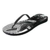 abstract zwart-wit bloemmonochroom teenslippers (Schuin)