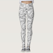 Abstract zwart-wit cirkelpatroon leggings (Voorkant)