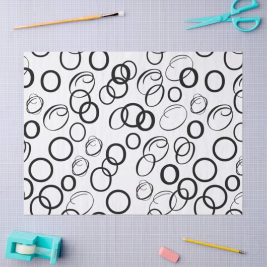 Abstract zwart-wit cirkelpatroon tissuepapier (Craft)