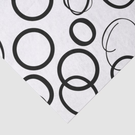 Abstract zwart-wit cirkelpatroon tissuepapier (Detail)