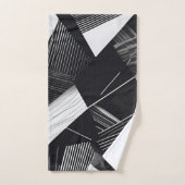 Abstract zwart-wit donker geometrisch patroon bad handdoek (Handdoek)