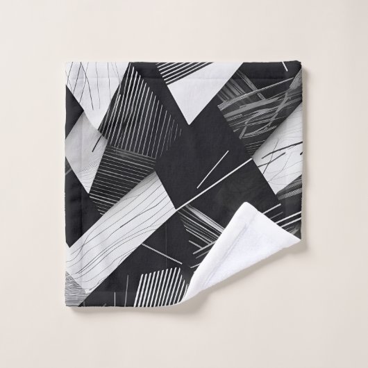 Abstract zwart-wit donker geometrisch patroon bad handdoek (Wasdoekje)
