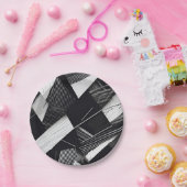 Abstract zwart-wit donker geometrisch patroon papieren bordje (Feest)