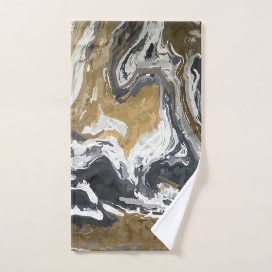 Abstract zwart, wit en goud bad handdoek (Handdoek)