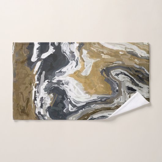 Abstract zwart, wit en goud bad handdoek (Handdoek)
