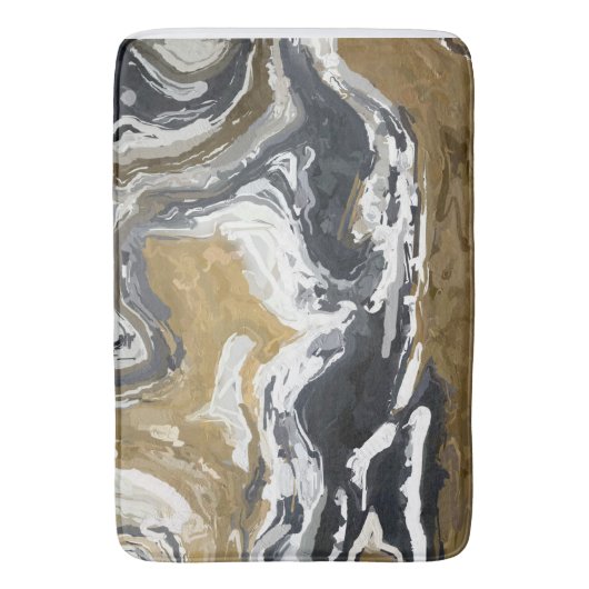 Abstract zwart, wit en goud badmat (Voorkant Verticaal)