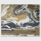 Abstract zwart, wit en goud cadeaupapier (Vlak)