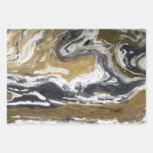 Abstract zwart, wit en goud inpakpapier vel (Voorkant 2)
