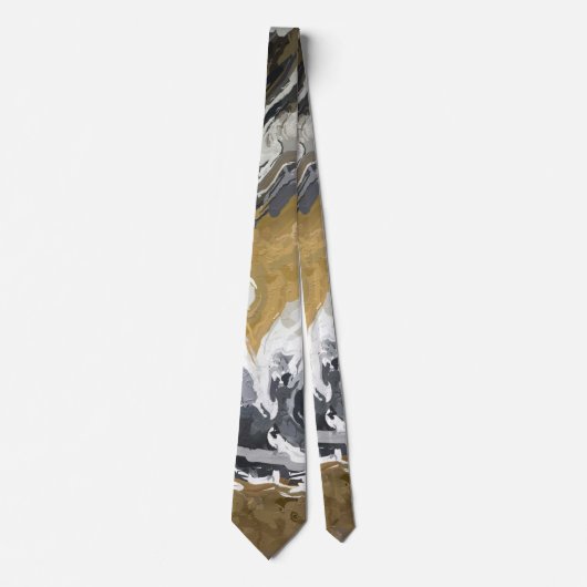 Abstract zwart, wit en goud stropdas (Voorkant)