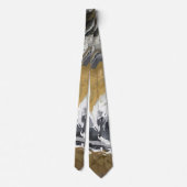 Abstract zwart, wit en goud stropdas (Achterkant)