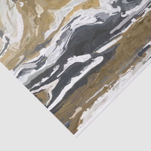 Abstract zwart, wit en goud tissuepapier (Detail)