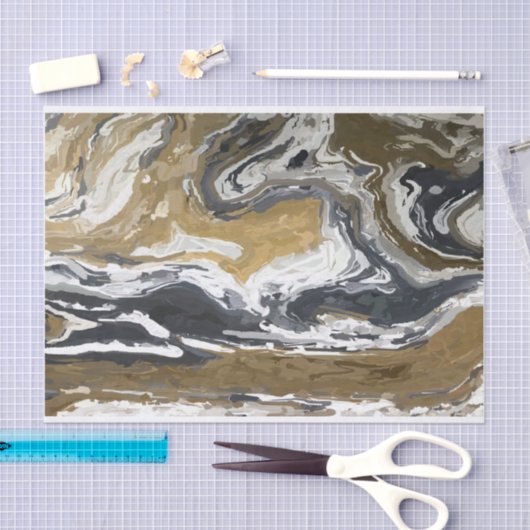 Abstract zwart, wit en goud tissuepapier (Craft)