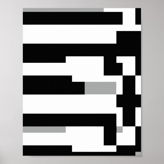 Abstract zwart-wit en grijs streepdesign poster (Voorkant)