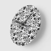 Abstract zwart-wit Florals design Ronde Klok (Hoek)