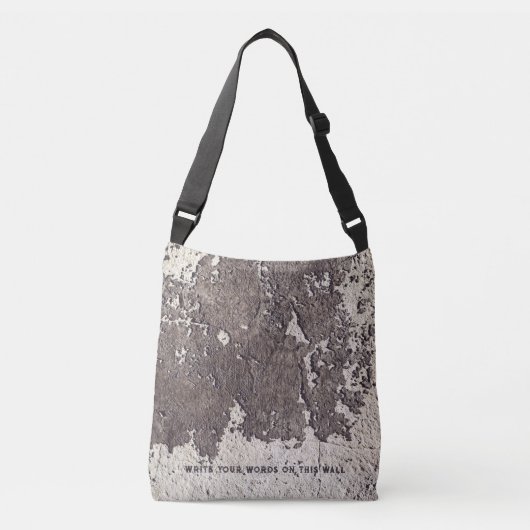 Abstract zwart-wit (gebarsten wand) crossbody tas (Voorkant)