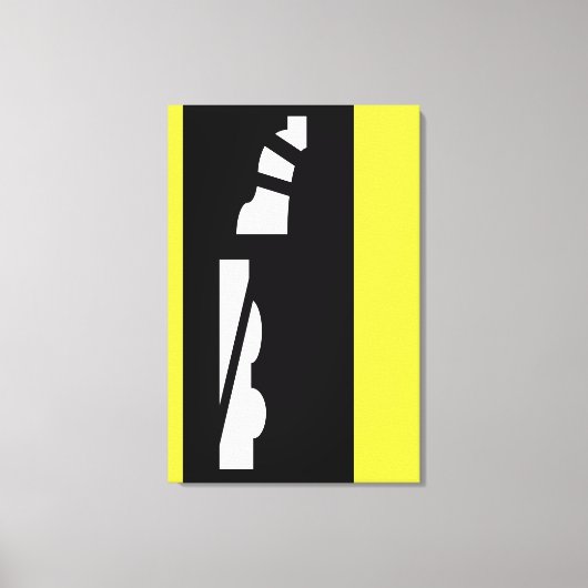 Abstract zwart wit & geel canvas Print (Voorkant)