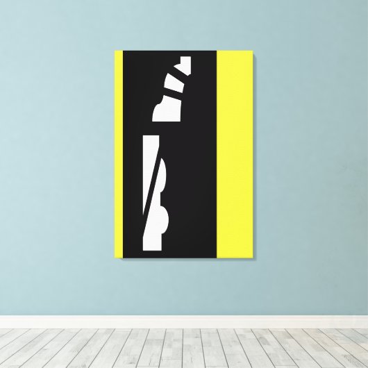 Abstract zwart wit & geel canvas Print (Insitu (Houten vloer))