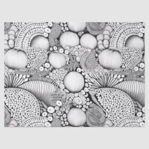 Abstract zwart-wit geometrisch Doodle (3) Tissuepapier