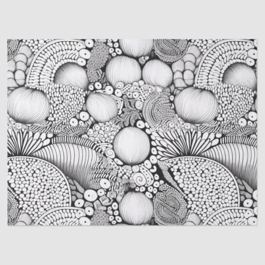 Abstract zwart-wit geometrisch Doodle (3) Tissuepapier (Voorkant)