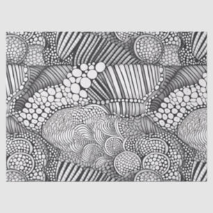 Abstract zwart-wit geometrisch Doodle (6) Tissuepapier