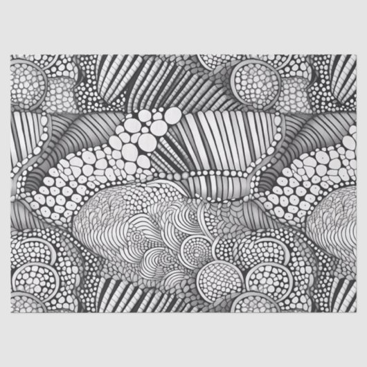 Abstract zwart-wit geometrisch Doodle (6) Tissuepapier (Voorkant)