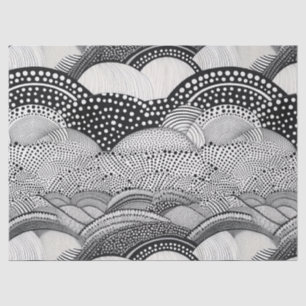 Abstract zwart-wit geometrisch Doodle (9) Tissuepapier