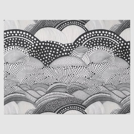 Abstract zwart-wit geometrisch Doodle (9) Tissuepapier (Voorkant)
