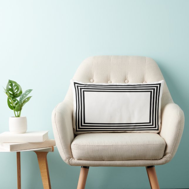 Abstract zwart & wit geometrisch kussen (Stoel)