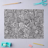 Abstract zwart-wit geometrisch lijnpatroon tissuepapier (Craft)