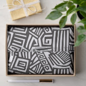 Abstract zwart-wit geometrisch lijnpatroon tissuepapier (Geschenk)