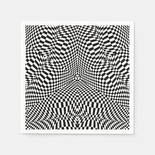 Abstract zwart-wit geruit patroon servetten (Voorkant)